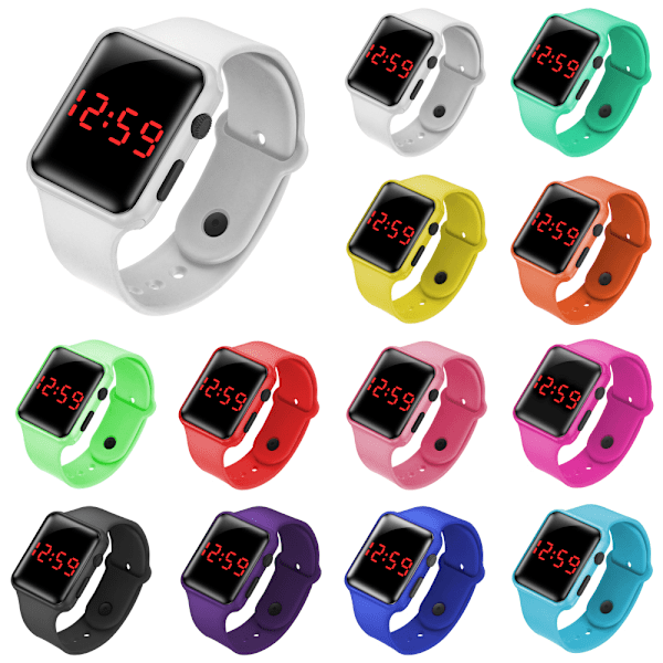 Barn Flickor Pojkar Gym Klockor LED Digital Midjeband Armband Julgåva Rosa Orange
