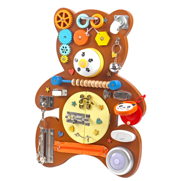 Montessoriaktiviteter i trä Leksaker 14 i 1 björnform Upptagen bräde för toddler