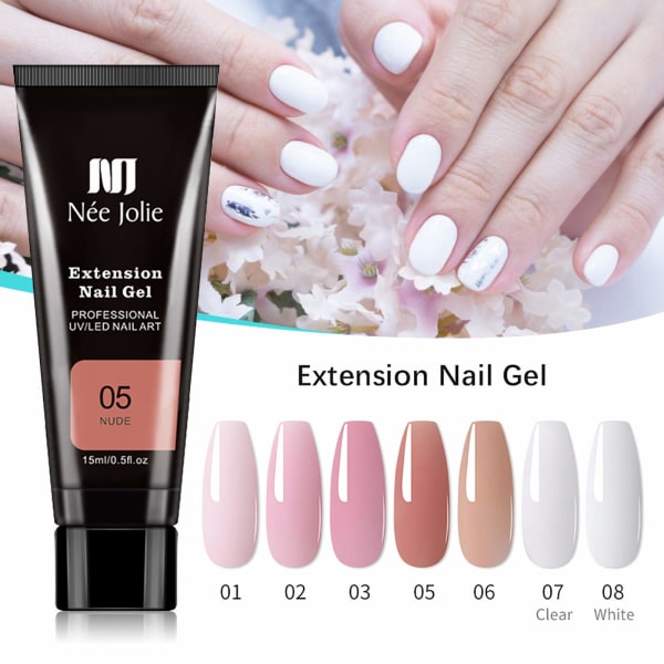 Nail Extension Gel Kit, Acrylic Extension Gel för Nail Enhancement, Rosa och Vit