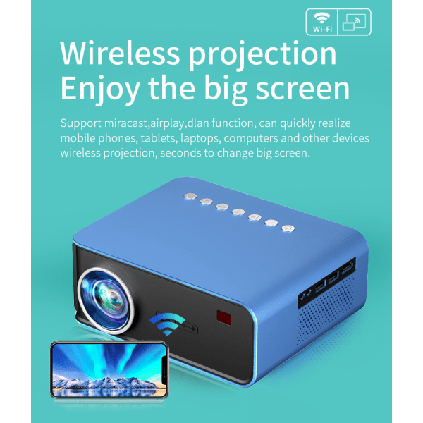 Mini smart projektor Bärbar hemmabio Video Beamer Mobiltelefon Samma skärm projektor