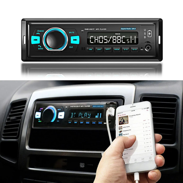 1 Din Car Navigation Player Radio Stereo Bil Digital Radio System BT Car Audio Player, In-dash FM med DAB/DAB+/FM-mottagare