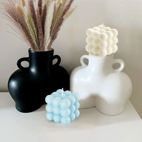 Förpackning med 2 bubbelljus Vaniljdoftande estetiska kubljus, flytande stativ Cool Shape-ljus, Snygga dekorativa ljus Ivory