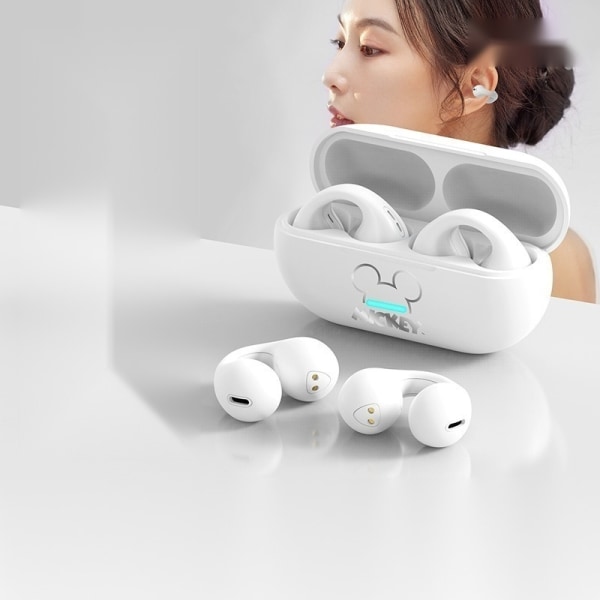 Söt stil Bluetooth hörlurar Vattentät duschpropp Benledningsöronproppar Bluetooth 5.3 Ear Clip-hörlurar (vita)
