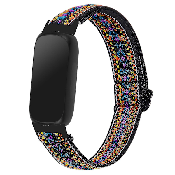 För Fitbit Inspire 3 Nylonremmar Elastiskt Flätat Solo Loop Sportklockband Med Svart Kontakt - 4 # # 5