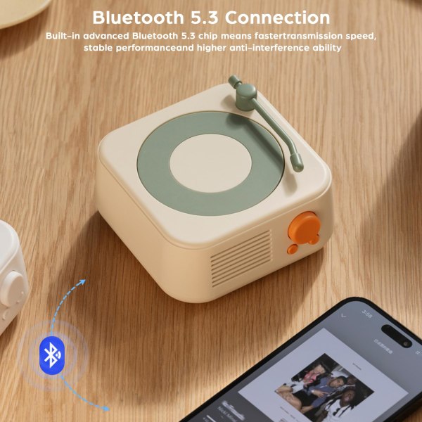 Retro Bluetooth högtalare Bärbar musikspelare Trådlös högtalare Fonografstil Högtalare-Gul