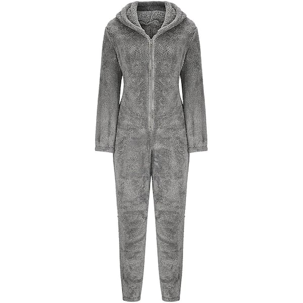 Kvinnors Sexig Djup V-ringad Bodycon Jumpsuit Pyjamas Långärmad Romper Nattkläder Blå M Grey M