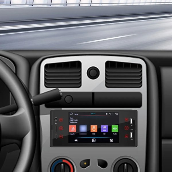 5-tums enkel Din bilstereo BT MP5-spelare FM-radiomottagare stöd USB/AUX/TF-anslutning Rattkontroll med kapacitiv