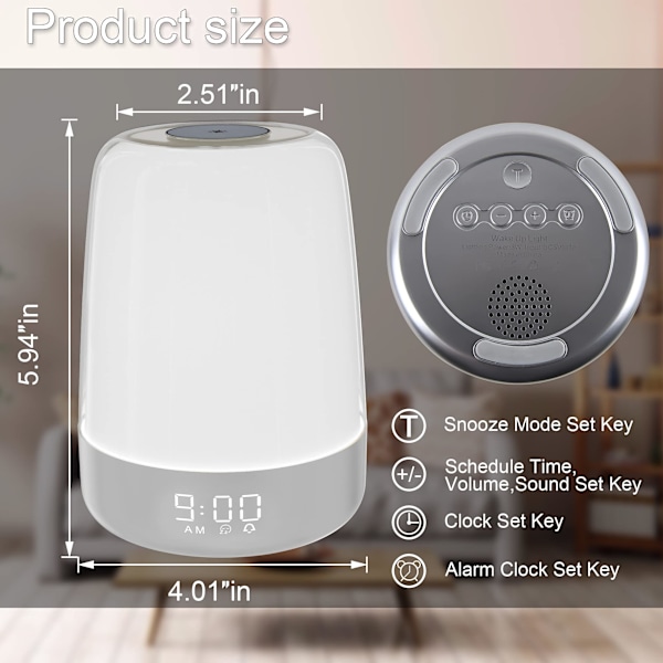Touch Wake Up Nattlampa med Soluppgångssimulering Väckarklocka
