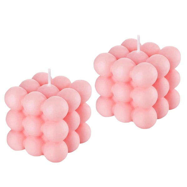 2-pack bubbelljus vaniljdoft Estetiskt kubljus, flytande hylla Ljus i cool form, elegant dekorativt ljus rosa
