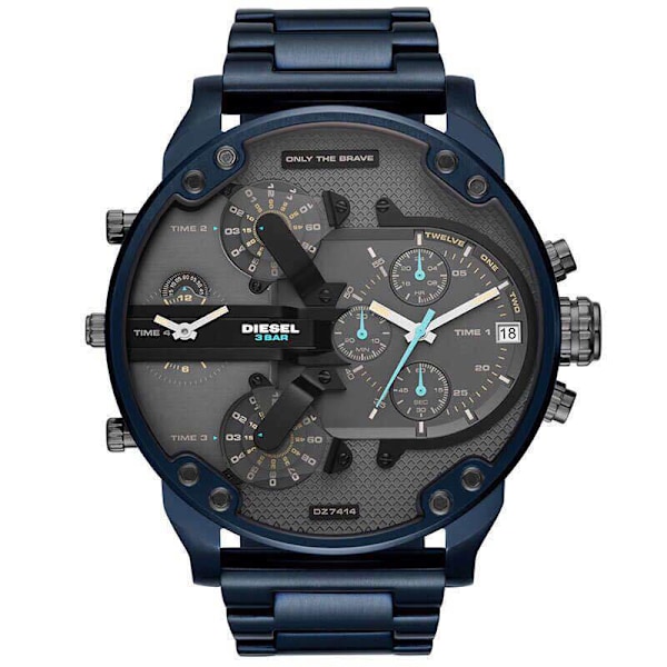 All-Match Mode Stilig Cool Style Oversized Stor Urtavla Dubbla Insatser Gummibelagd stålbälte Quartz Watch Röd White