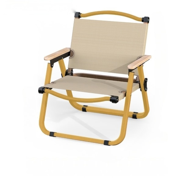Bärbar hopfällbar stol, vandringsstol - lämplig för vandring, resor, picknick - liten storlek - gul stolsram khaki stolsduk