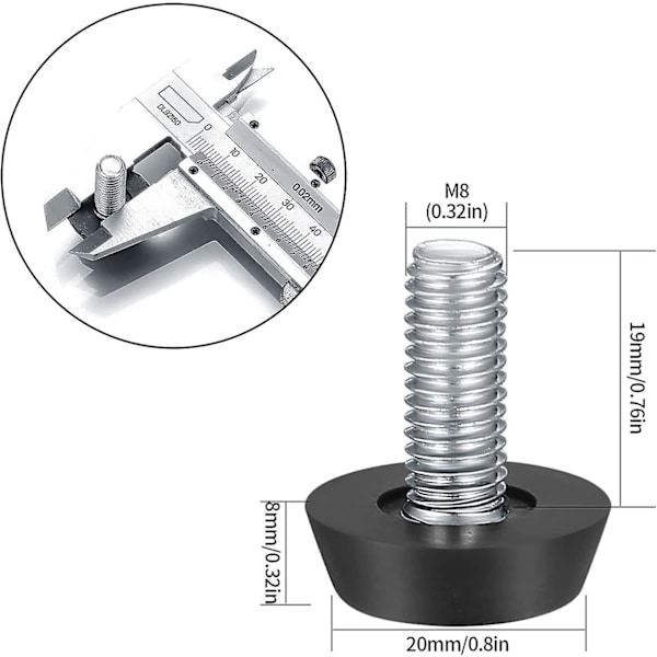 22 Pack Justerbara Möbelnivelleringsben, M8 X 20 Mm, Skruvnivellerande Fötter