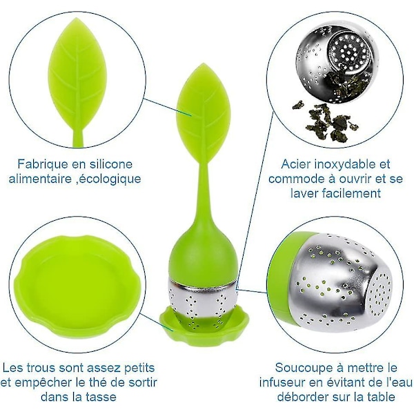 5St Ensemble De Infuseur De Th Silicon Diffuseur Boule Th Acier Inox Filtrer