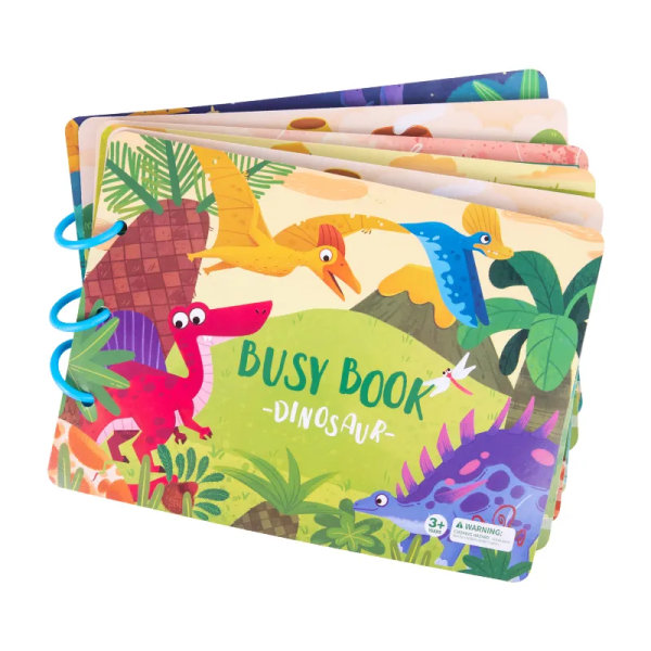 Förskolebarn Toddler bok Aktivitetsböcker för barn Tidiga pedagogiska leksaker Montessori Upptagen bok-dinosaurie
