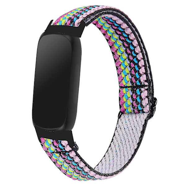 För Fitbit Inspire 3 Nylonremmar Elastiskt Flätat Solo Loop Sportklockband Med Svart Kontakt - 4 # # 9