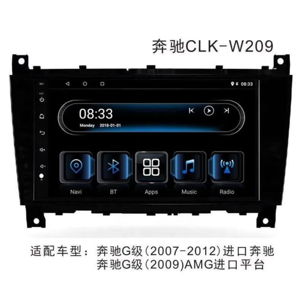 XinYoo ny ankomst Android-navigering Bilspelare för Meredes Benz G klass CLK W209 VCar radiospelare Bil DVD-spelare 9"