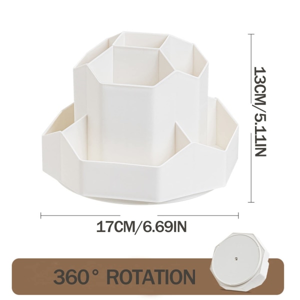 Desktop Organizer med pennhållare Roterande pennhållare Multifunktionella kontorsmaterialhållare-Beige