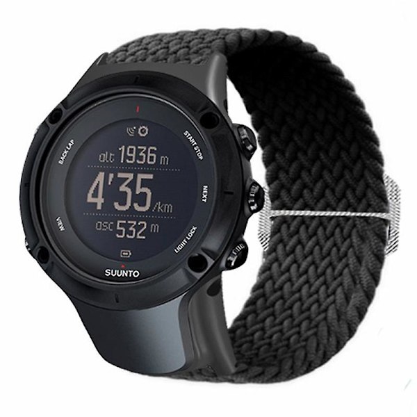 För Suunto Ambit3/Ambit2/Ambit Flätat Nylon Klockarmband Justerbar Handledsrem Black Style E Suunto Ambit 3