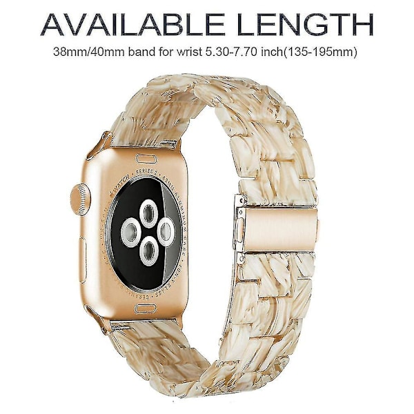 Kompatibel Med Apple Watch Strap Series 5/4/3/2/1, Harts Handbandsband. Silk white 38-40mm