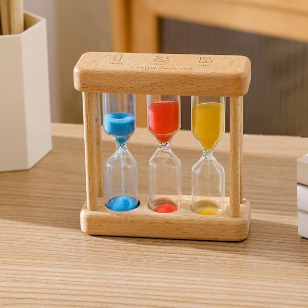 Portabel Sandtimer i Träram för Barn Tandborstning Timer 1/3/5 Minuter Färgglad Sandklocka Triad Heminredning