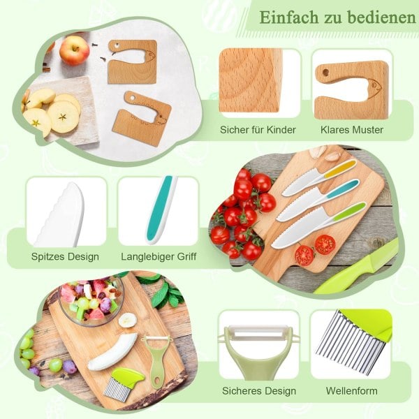 Barnknivar - för att skära frukt och grönsaker - Set om 6 Set of 8