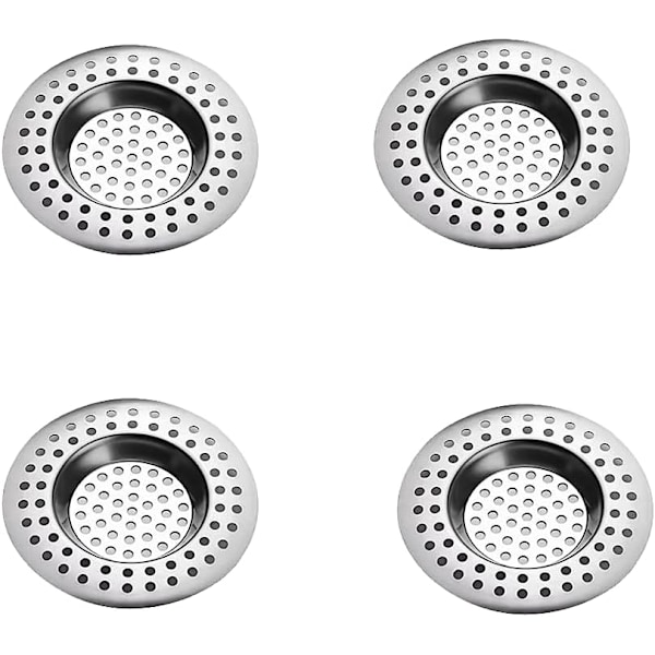 Rostfritt stål sil, 4-pack köksavloppssil, avloppssil, diskbänkspropp
