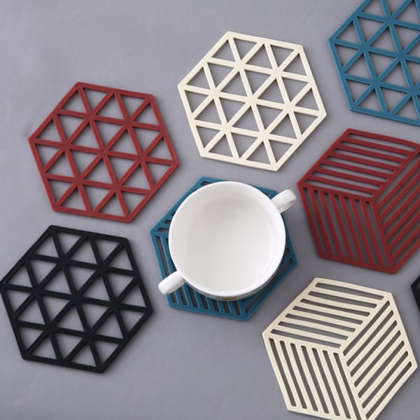 Kreativa ihåliga sexkantiga matbordsmattor i silikon 8 st