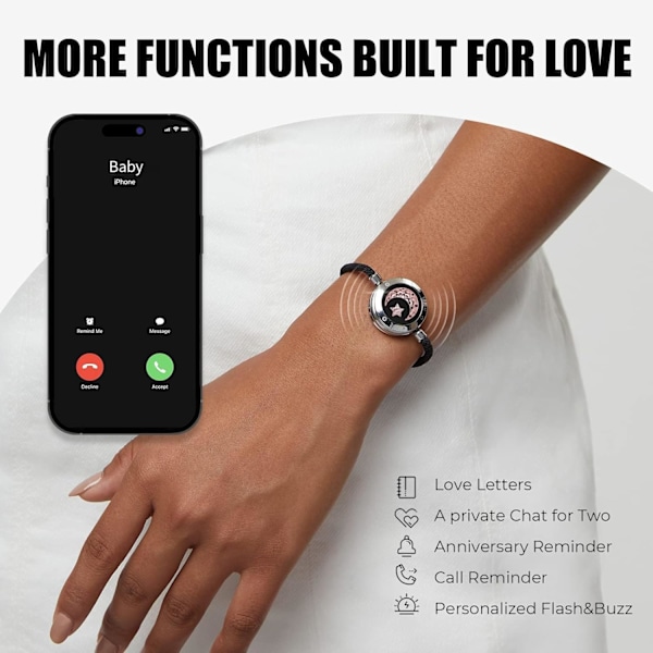 Långdistans-touch-armband för par, vibration och upplysning för kärlekspararmband | Långdistansförhållandegåvor för flickvän Bluetooth-parning smycken