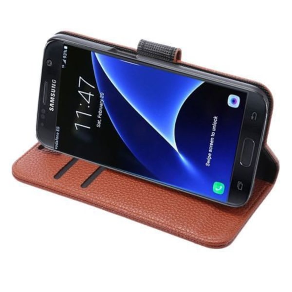 Samsung Galaxy S8+ Brunt Litchi Fodral Brun