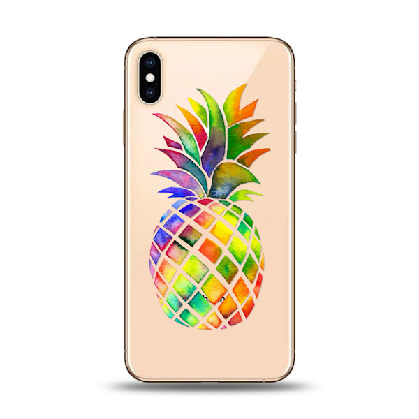 iPhone XS Max | Mjukt, Genomskinligt Skal med Färgglad Ananas Transparent