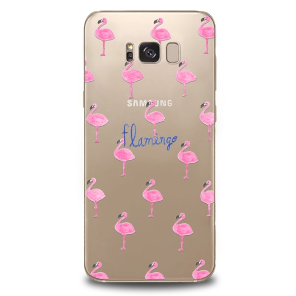 Samsung Galaxy S8 Mjukt Genomskinligt Skal med Rosa Flamingo! Transparent