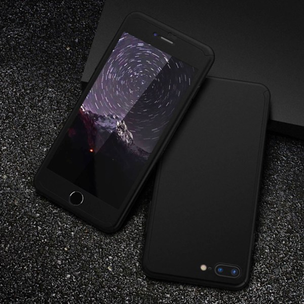 iPhone 7/8 / SE |  Tunt Skal & Tempererat glas Svart