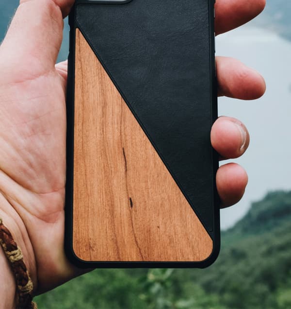 iPhone 11 Mobilskal Trä - Körsbär Läder Beige
