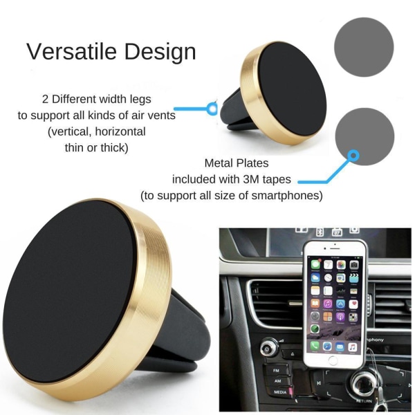 3-PACK Car Vent Mount Universal Magnetic Gold
