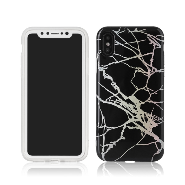 iPhone X/XS | Svart, Mjukt Marmorskal - Laser marble! Svart