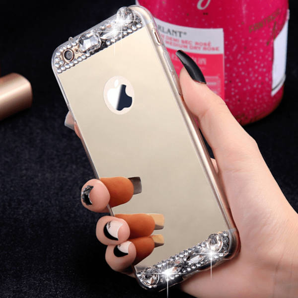 iPhone 6/6s | mjukt, Speglat Skal med Strass! Guld