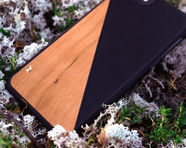 iPhone 11 Mobilskal Trä - Körsbär Läder Beige