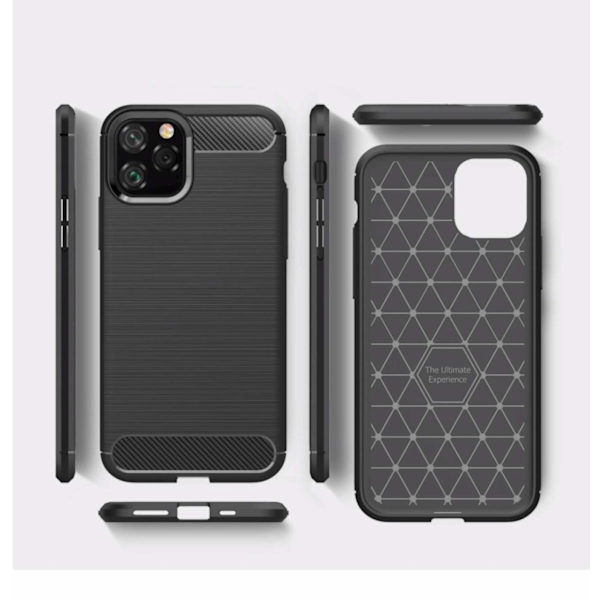 iPhone 11 Pro Max | Mattsvart Kolfiber-Skal i TPU Svart