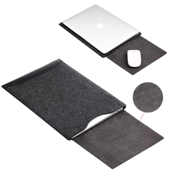 Vegansk læder laptop cover til 13 & 15 tommer computere! Black 13 inch