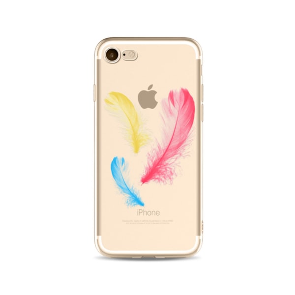 iPhone 8 | Mjukt, Transparent Skal med Färgglada Fjädrar Transparent