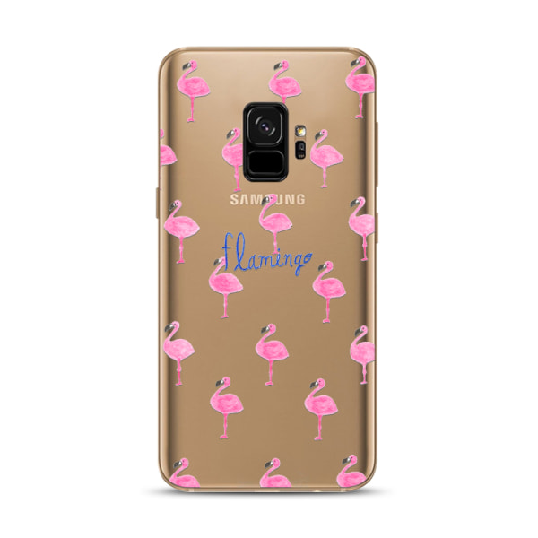 Samsung Galaxy S9 | Mjukt, Transparent Skal med Små Flamingos! Transparent