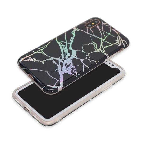 iPhone X/XS | Svart, Mjukt Marmorskal - Laser marble! Svart