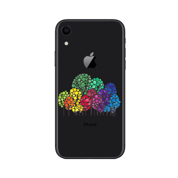 iPhone XR Mjukt Skal med Färgglada Träd! Transparent