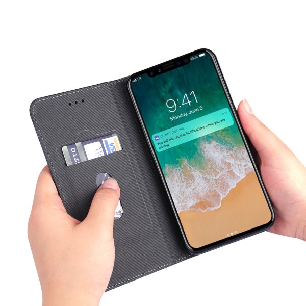 iPhone X/XS Exklusivt plånboksfodral Svart