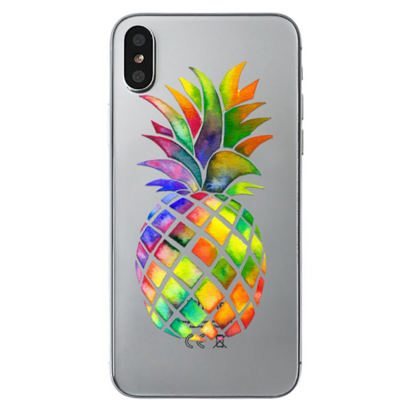 iPhone XS Max | Mjukt, Genomskinligt Skal med Färgglad Ananas Transparent