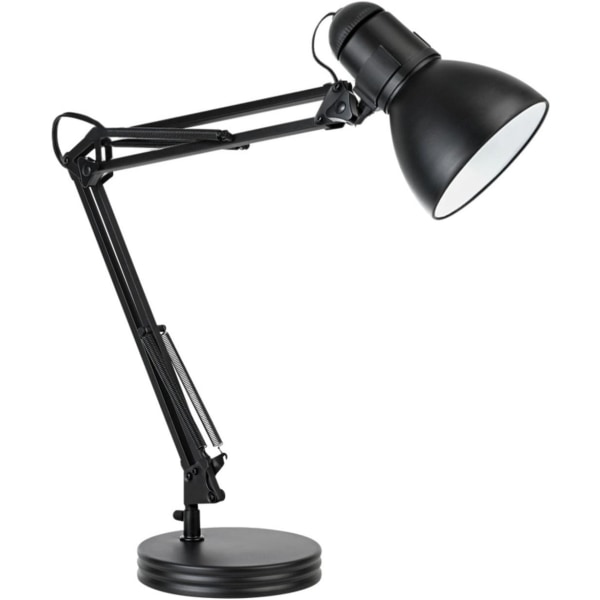 5698601 28" Heavy Base Top Moving Spring Balanced Swing Arm Desk Lamp, Black, On/Off Rotary Switch on Shade, Office Decor, Reading Light