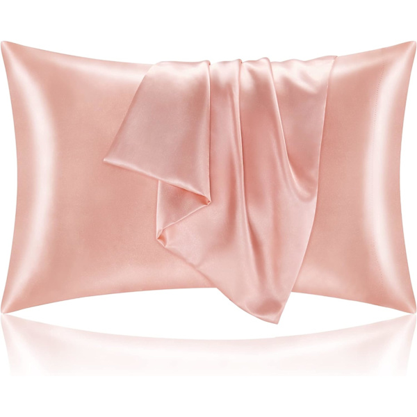 Satiininen tyynyliina hiuksille ja iholle, Queen-tyynyliinat 2 kappaleen pakkaus, superpehmeä silkkisen korallimainen tyynyliina kirjekuorella (20x36 tuumaa)