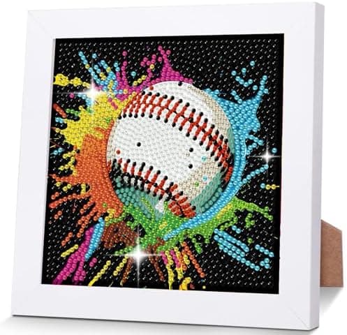 bleihum Baseball diamantkunstsett for barn 8-12 år med ramme 7x7 tommer
