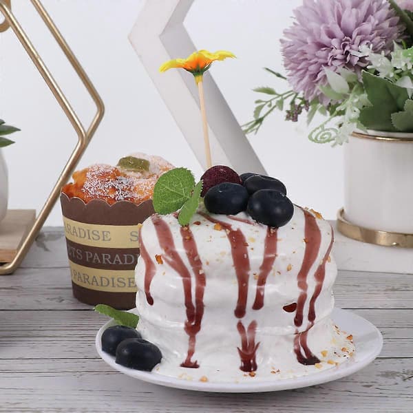 Bambu Fruktspett Blomdesign Matpinnar för Fest 40 st Gul
