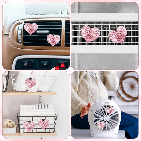 4-pack bil luftfräschare ventilklämmor, glittrande hjärtformade bil diffuser ventilklämmor, kristall strass...